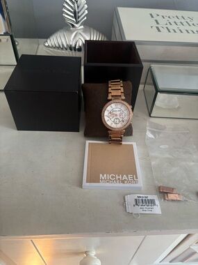 Michael Kors rose gold rhinestone watch